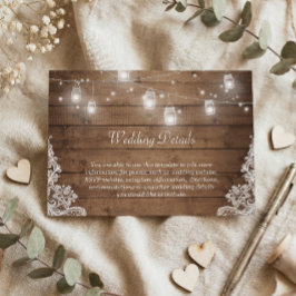 Information om Rustic Mason Burk Ljus Snöre Bröllo Tilläggskort