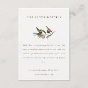 Information om Rustic Minimal Olive Gren Foliage B Tilläggskort