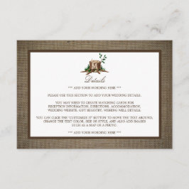Information om Rustic Monogram Träd & Burlap Bröll Tilläggskort