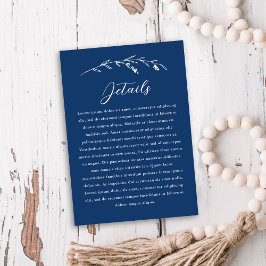 Information om Rustic Navy Blue Wildblomma Bröllop Tilläggskort