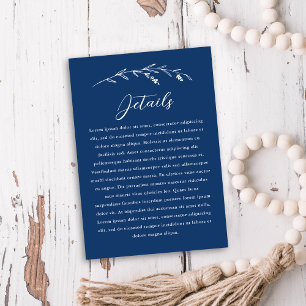 Information om Rustic Navy Blue Wildblomma Bröllop Tilläggskort