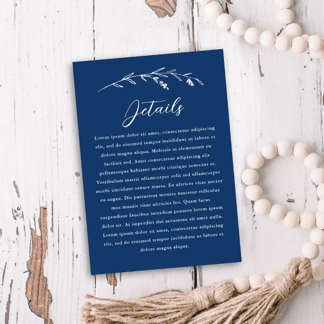 Information om Rustic Navy Blue Wildblomma Bröllop Tilläggskort (Skapare uppladdad)