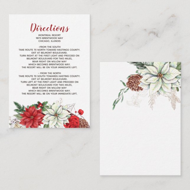 Information om Rustic Poinsettia Winter Foliage Gr Tilläggskort (Fram/baksida)