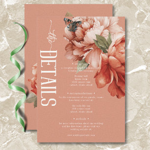Information om Rustic Rust & Peach Peonies vintage Tilläggskort