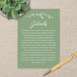 Information om Rustic Sage Grönt Wildblomme Bröllo Tilläggskort