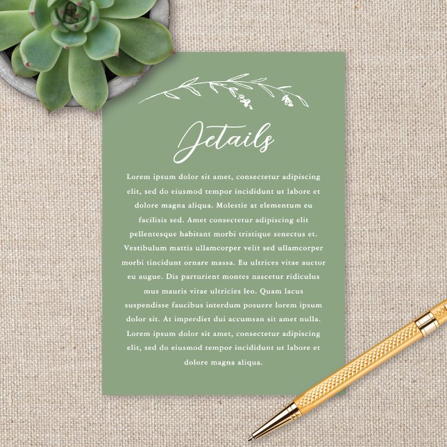 Information om Rustic Sage Grönt Wildblomme Bröllo Tilläggskort (Skapare uppladdad)