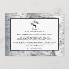 Information om Rustic Silver Birch Träd Bröllop Tilläggskort