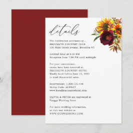 Information om Rustic Solros Autumn Burgundy Bröll Tilläggskort
