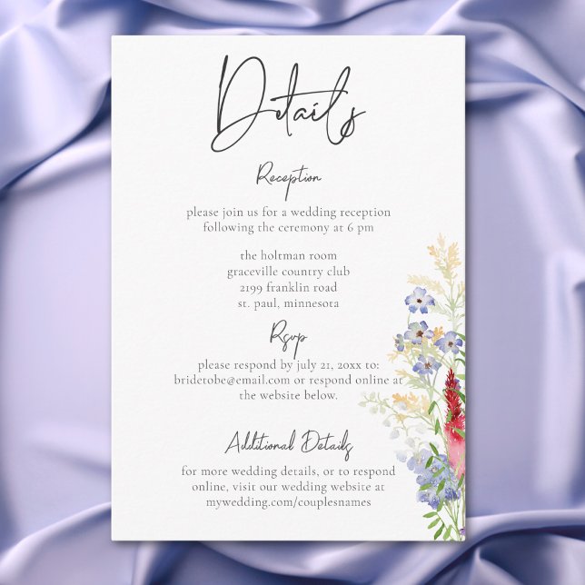 Information om Rustic Summer Wildblommor & Sunblom Tilläggskort (Rustic Summer Wildflowers & Sunflowers Details Enclosure Card)