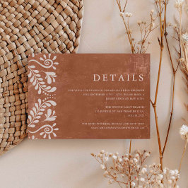 Information om Rustic Terracotta Mexico Bröllop Tilläggskort