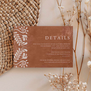 Information om Rustic Terracotta Mexico Bröllop Tilläggskort