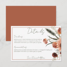 Information om Rustic Terracotta Rust Flowers Tilläggskort