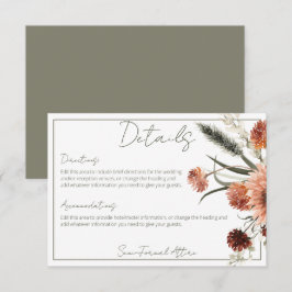 Information om Rustic Terracotta Rust Flowers Tilläggskort