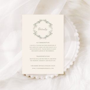 Information om Rustic Vintage Sage Blommigt Bröllo Tilläggskort