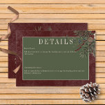 Information om Rustic Winter Berries & Gräs Burgun Tilläggskort<br><div class="desc">Vi presenterar vårt fantastiska kort för vinterbröllopsinformation, där tidlös elegans möter säsongens skönhet. Rikens burgniga bakgrund, som är artificiellt plågad med mjuka vita accenter, anger en fängslande ton för din speciella dag. I textområdet mörk sage grönt visas dina bröllop-uppgifter, omgivna av en delikat kräm ram som tillför lite förfining. Förbered...</div>