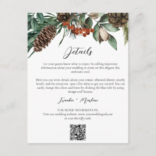Information om Rustic Winter Greenery Bröllop QR-w Tilläggskort