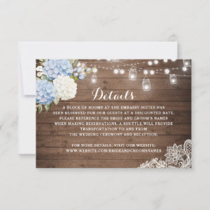 Information om Rustic Wood Blue Hydrangea String L Inbjudningar