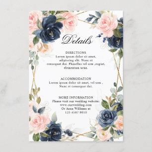 Information om Rustic Wood Navy  Geometric Bröllop Tilläggskort