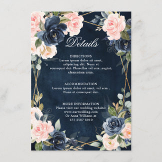 Information om Rustic Wood Navy Geometric Bröllop Tilläggskort
