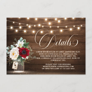 Information om Rustic Wood String Light Burgundy B Tilläggskort