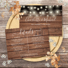 Information om Rustic Wood String Ljus Bröllop Inbjudningar