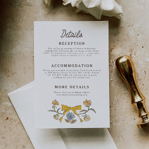 Information om Rustik Gult Bows och Blommar Bröllo Tilläggskort
