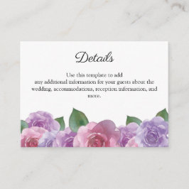Information om Rustit Rosa Lila Ro Blommigt Bröllo Tilläggskort