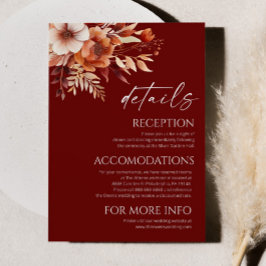 Information om Rusty Burgundy Brown Blommigt Flowe Tilläggskort