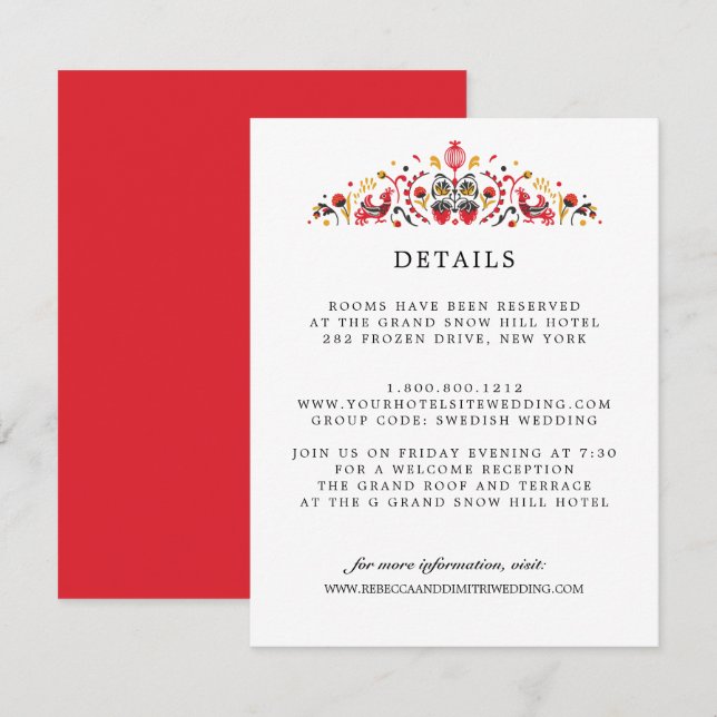 Information om ryska Folk Art Khokhloma BRÖLLOP Gu Tilläggskort (Fram/baksida)