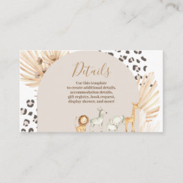 Information om Safari Boho Animals vattenfärg Tilläggskort