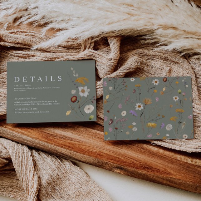 Information om Sage Grönt Boho Wildblomme Bröllop- Tilläggskort (Skapare uppladdad)