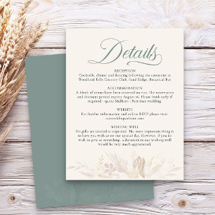 Information om Sage Grönt Botanical Foliage Bröllo Tilläggskort