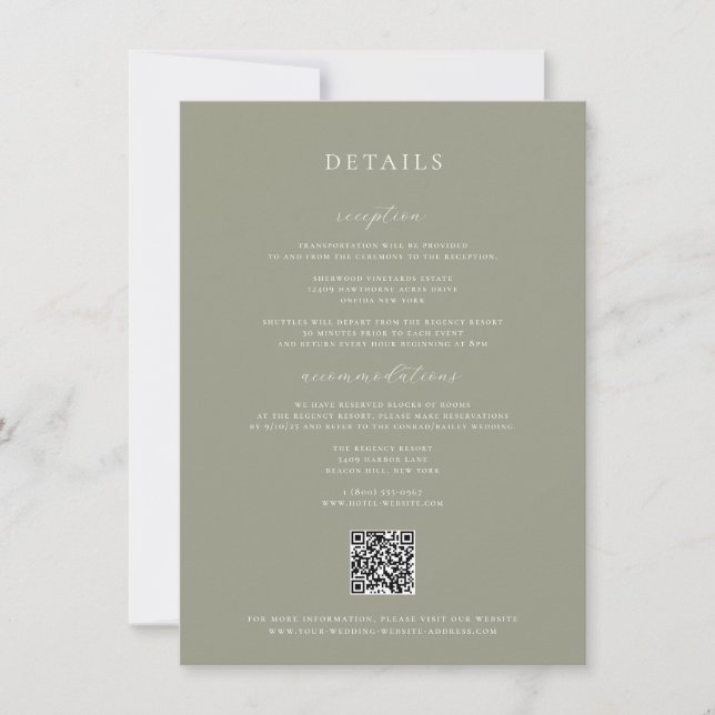 Information om Sage Grönt Bröllop-kort Inbjudningar (Framsida)