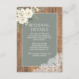 Information om Sage Grönt White Blommigt Snöre Woo Tilläggskort