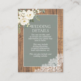 Information om Sage Grönt White Blommigt Snöre Woo Tilläggskort