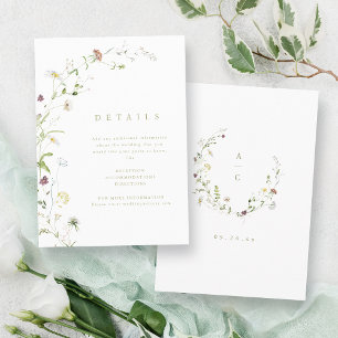 Information om Sage Grönt Wildblomma Rustic Boho B Tilläggskort