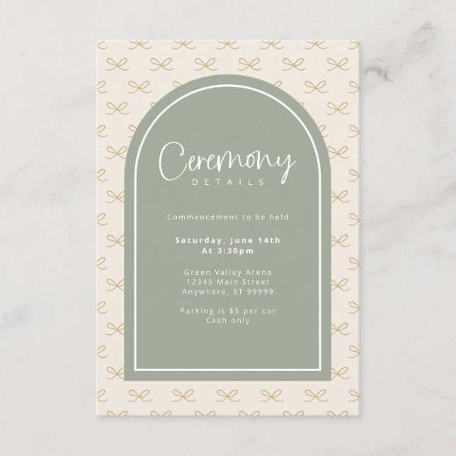 Information om Sage Studenten Ceremony-start Tilläggskort (Framsida)