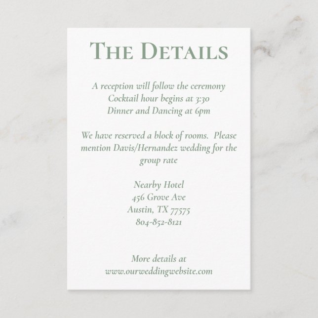 Information om Sage White  Peach Blommigt Card Tilläggskort (Framsida)