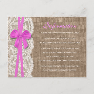 Information om samlingen Rustic Rosa Bow Bröllop Tilläggskort