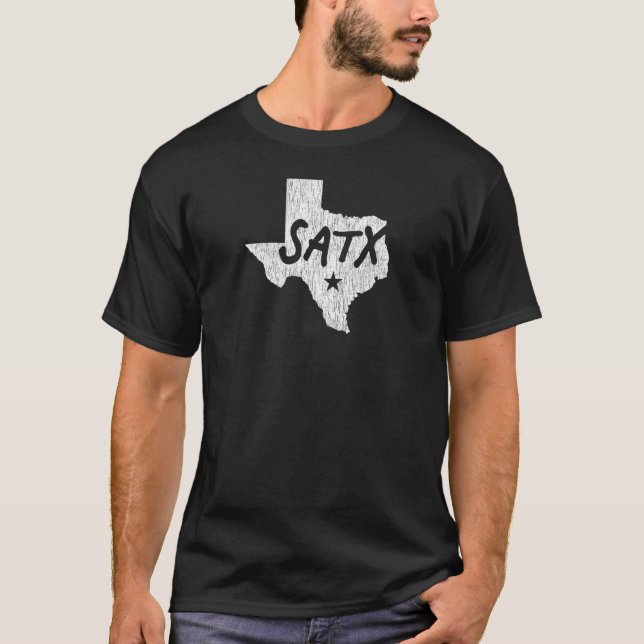 Information om Satx San Antonio Tx-skript W i Tx S T Shirt (Framsida)