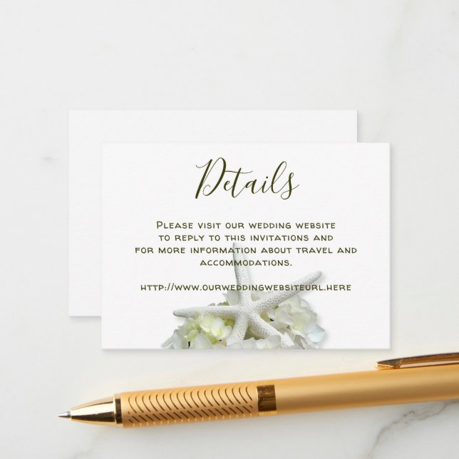 Information om Seaside Garden White Bröllop webbpl Tilläggskort (Fram/Back In Situ)