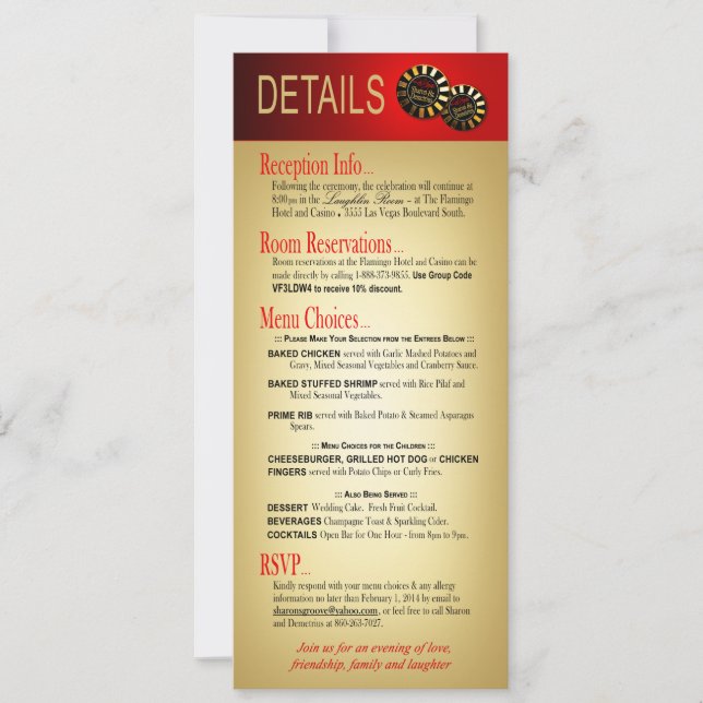 Information om Sharon & Demetrius Las Vegas Deluxe Inbjudningar (Framsida)