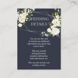 Information om Silver Geometric Blue White Blommig Tilläggskort