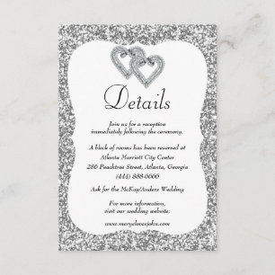 Information om silver Glitter Diamond Hearts Bröll Tilläggskort