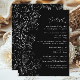 Information om silver och Black Elegant Blommigt B Tilläggskort