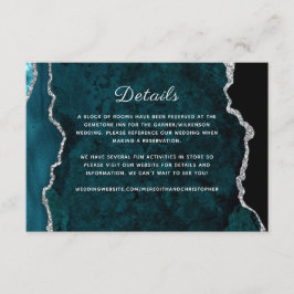 Information om silver Teal Agate Bröllop Tilläggskort
