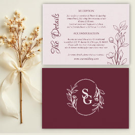 Information om Simple Boho Ruby Vin Bröllop Tilläggskort