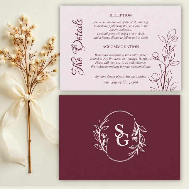 Information om Simple Boho Ruby Vin Bröllop Tilläggskort (Skapare uppladdad)