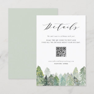 Information om Snowy Evergreen Forest QR Code Bröl Tilläggskort