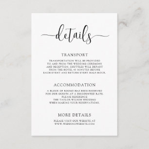 Information om snyggt Modern Calligraphy Bröllop Tilläggskort